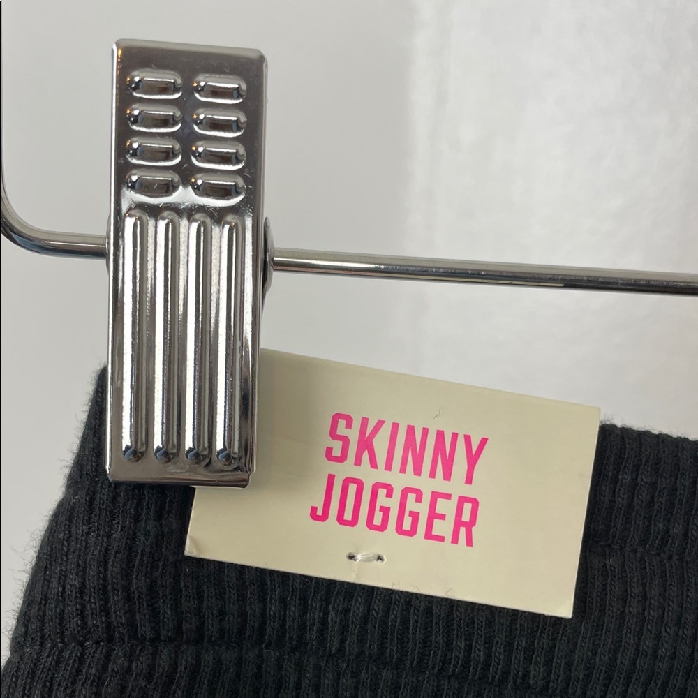 Pink Victoria's Secret Black Skinny Joggers Pant with White Lettering Women's M - Picture 10 of 11